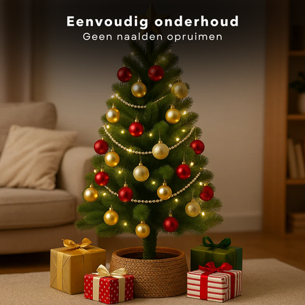 Cheqo® Kunstkerstboom - Zilverspar Uiterlijk - 120 cm Kerstboom - 280 Takken - Metalen Voet - Stabiele Kerstboom - Duurzame Kerstboom - Allergievrij - Onderhoudsvriendelijk - Compacte Kerstboom - Kindvriendelijke Hoogte - Eenvoudig Op Te Zetten