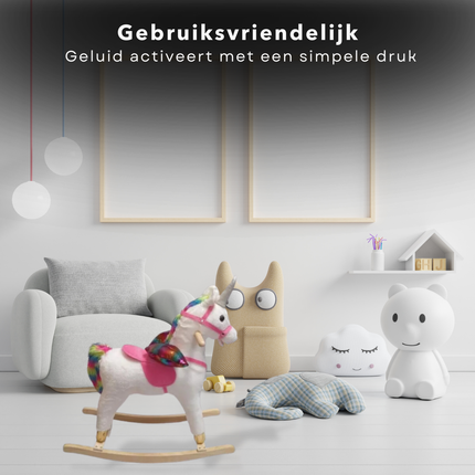 Cheqo® Pluche Eenhoorn Hobbelpaard - Schommelpaard - Unicorn met Geluidseffecten - Zacht en Veilig