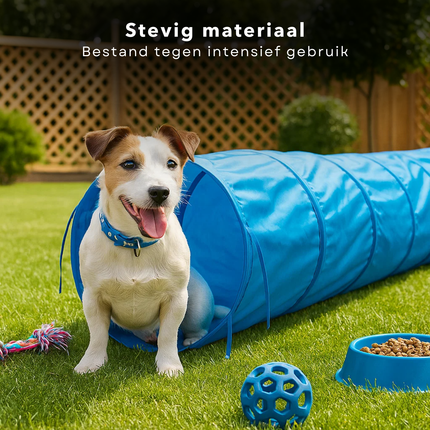 Cheqo® Hondentunnel 3 Meter – Agility voor de Hond – Behendigheid Hond – Opvouwbare Speeltunnel – Lichtgewicht Polyester – Inclusief Grondpinnen & Draagtas – 48 cm Doorsnee – Honden Agility Set – Hondensport Accessoires