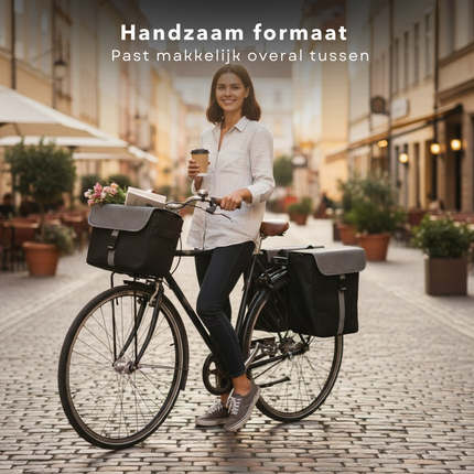 Cheqo® Dubbele Fietstas - 40 Liter Fietstas - Zwarte Fietstas - Fiets Tas