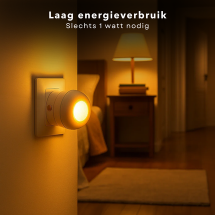 Cheqo® LED Nachtlamp - Nachtlamp Met Sensor - Stopcontact Nachtlamp - Bewegingssensor - Energiezuinig - Automatische Verlichting - Kinderkamer Nachtlamp - Slaapkamer Verlichting - Sensor Verlichting - Plug-In Nachtlamp - Nachtverlichting