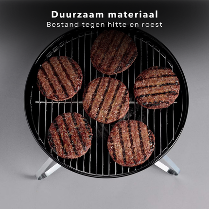 Cheqo® Bolvormige Barbecue - Tafel BBQ - Barbecue Tafelmodel - Zwart Metaal - Met Deksel en As Schaal