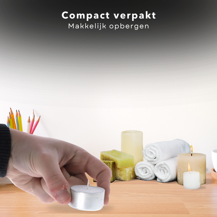 Cheqo® Theelichten 8 Uur - Waxinelichtjes - Kaarsjes - Witte Theelichtjes Set - Lange Brandduur Kaarsen - 25 Stuks