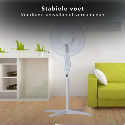 Cheqo® Staande Ventilator - Statiefventilator 40 cm - Aircooler - Airco Alternatief - Verstelbare Hoogte - Koelventilator met Afstandsbediening - Energiezuinig