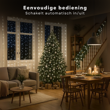 Cheqo® Kerstverlichting - Kerstlampjes - Kerstboomverlichting Wit - 768 LED Lampjes - Koel Wit Licht - Verlichte Lengte 990 CM - Kerstverlichting Binnen en Buiten - IP44 Adapter - Automatische Timer - 8 Lichtfuncties - Geheugenfunctie
