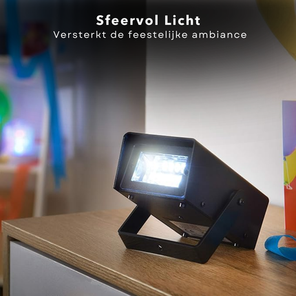 Cheqo® Disco Stroboscoop LED - Discolicht - Flitslicht - Mini Flitslamp voor Feestjes - Party Verlichting - Compact en Krachtig