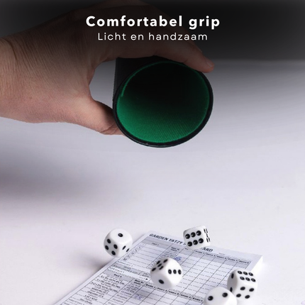 Cheqo® Pokerbeker - Beker voor Dobbelstenen - Dobbelbeker - Dobbelstenen Beker - Zwart