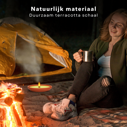 Cheqo® Citronella Kaas - Citronellakaars - Terracotta Kaars - Anti-Mug Kaars voor Buiten - Sfeerkaars