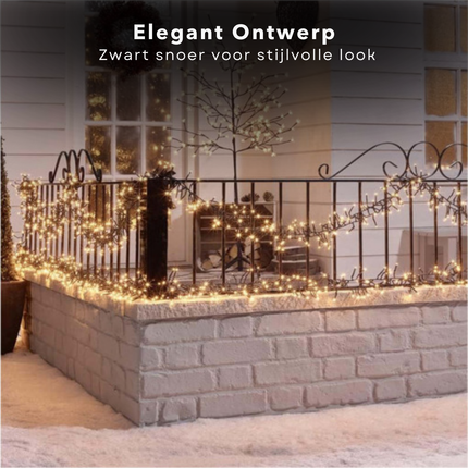 Cheqo® Kerstverlichting - Kerstboomverlichting - Kerstlampjes - LED Clusterverlichting - Warm Wit - 384 Leds - 2.8M - Timer & Lichtfuncties