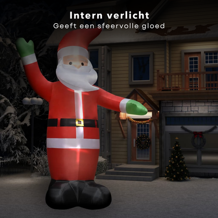 Cheqo® Opblaasbare Kerstman - Kerstman Opblaasbaar - Kerstversiering - 4,5 m - Weerbestendige Kerstdecoratie met LED - Polyester