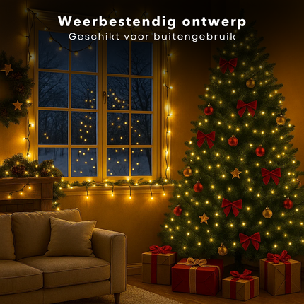 Cheqo® Kerstverlichting Binnen En Buiten - 720 LED Lampjes - Warm Wit Licht - 54 Meter Lichtsnoer - IP44 Beschermklasse - LED Lichtsnoer - Groen Snoer - Energiezuinig 9W - 3 Meter Aanloopsnoer - LED Lampjes - Kerstlampjes - Kerstboomverlichting