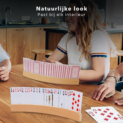 Cheqo® Houten Kaartenhouder - Kaarthouder - Speelkaarthouder - Kaarthouders - Ideaal voor Spelkaarten - Handige Houten Houder