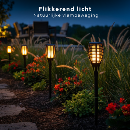 Cheqo® Solar Tuinfakkel - Solar Fakkel - LED Tuinfakkel - Tuinfakkel Zonne Energie - Solar Tuinverlichting - Tuinverlichting Zonne Energie - Solar Tuinlamp - Buitenverlichting Zonne Energie - Solar Buitenverlichting - Tuinfakkel Vlameffect