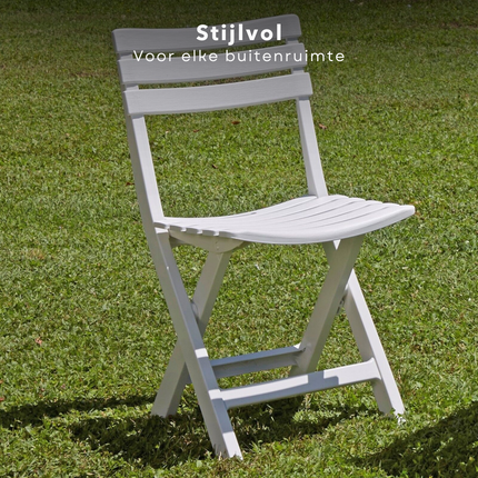 Cheqo® Set van 4 Inklapbare Tuinstoelen - Lichtgewicht Tuinstoelen voor Buiten - Comfortabele Tuinstoelen - Max Belasting 120 kg - Praktische Tuinstoelen Set - Tuinstoel Set - Wit