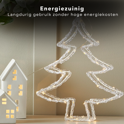 Cheqo® Luxe Kerstboomfiguur - 80 LED's - Timer - Op Batterijen - Voor Binnen en Buiten - Kerstverlichting - Kerst Figuur - Kerstlampjes - Kerstversiering - Lichtslinger - Voor Binnen en Buiten - Metalen Frame - Energiezuinig Verlichte Kerstfiguren