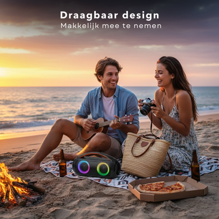 Cheqo® Boombox Speaker - Boombox Bluetooth Speaker - Bluetooth Boombox - Draagbare Boombox - Draadloze Boombox - Boombox Luidspreker - Muziek Box Bluetooth - Draagbare Bluetooth Speaker - Party Speaker - Speaker Met Licht