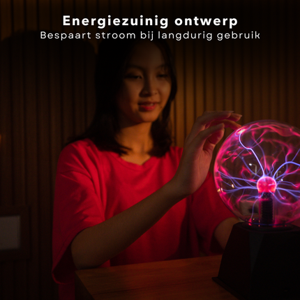 Cheqo® Plasma Bol - Plasmabol Lamp - Plasmabal - Discolamp - Plasma Effect - Zwart - Werkt op Geluid