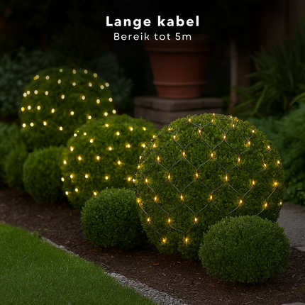 Cheqo® Buxus Netverlichting - Kerstverlichting - Kerstlampjes - 100 LED Lampjes - Warm Wit Licht - Buxus Verlichting - Energiezuinige Led's - Geschikt voor Buiten - IP44 Adapter - 90 CM Diameter - LED Netverlichting - Buxusbol Verlichting