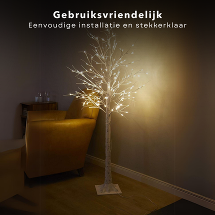 Cheqo® LED Lichtboom - Kerstbloesem - Kerstboom - Kerstversiering - Lichttakken - Kerstverlichting - 1.80m Berkenboom - Binnen/Buiten Verlichting - 600 LED's - Met Timer