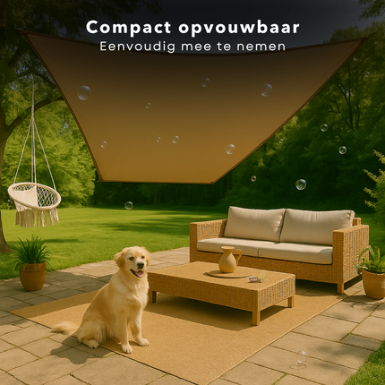 Cheqo® Schaduwdoek Vierkant - Schaduwnet - Zonwering - Zonnezeil - Luifel - Waterafstotend - 3x3 Meter - Polyester UV-bescherming - Taupe