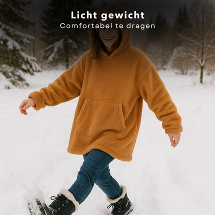 Cheqo® Teddy Hoodie Deken voor Vrouwen Bruin - Bruine Teddy Hoodie - Snuggle Hoodie - Cuddle Hoodie - Hoodie Blanket - Oodie Plaid - Deken - Oversized Hoodie - One Size