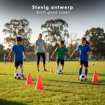 Cheqo® Pionnen - Pilonnen - Verkeerskegel - Verkeerskegels - Markeringspionnen - Markeringshoedjes - Trainingshoedjes - Training Kegels - Slalom Pionnen - Voetbal Pionnen - Sport Pionnen - Oranje Pionnen