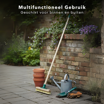 Cheqo® Schrobbezem Met Steel - Luiwagen Met Steel - Schrobborstel - Vloerschrobber - Schoonmaakbezem - Borstel Met Steel - Schrobbezem - Badkamer Borstel - Tegel Borstel - Vloerreiniging - Hygiënische Schrobbezem