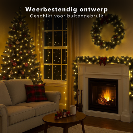 Cheqo® Kerstverlichting - Kerstlampjes - Kerstboomverlichting Binnen en Buiten - 480 LED Lampjes - Warm Wit Licht - Lichtsnoer 36 Meter - IP44 Spatwaterdicht - Groene Snoer - LED Lichtsnoer - 39 Meter