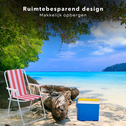 Cheqo® Klapstoel Strand - Compact en Lichtgewicht - Opvouwbare Strandstoel - Duurzaam Materiaal - Stijlvol Rood - Comfortabel en Weerbestendig - Ideaal voor Strand, Camping, Tuin