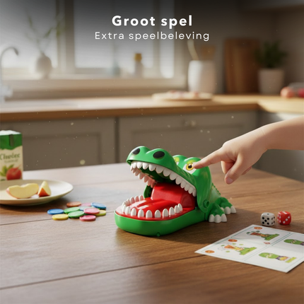 Cheqo® Krokodil Met Kiespijn Spel - Bijtende Krokodil Spel - Krokodil Bijt Spel - Krokodil Tanden Spel - Bijtspel Krokodil - Krokodil Spelletje - Krokodil Actiespel - Krokodil Reactiespel - Krokodil Drankspel