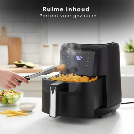 Cheqo® Airfryer - Hetelucht Friteuse - 6 Liter - Snelle Bereiding - Air Fryer - Hetelucht Oven - Timerfunctie - Hete Lucht Friteuse