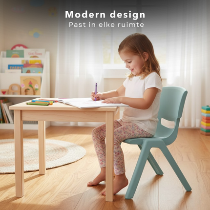 Cheqo® Kinderstoeltje - Kinderstoel - Kinderstoel Blauw - Kinderstoeltje Blauw - Kinderstoel Kunststof - Kinderstoeltje Kunststof - Kinderstoel voor Peuter - Peuterstoeltje - Peuterstoel - Kinderstoel Binnen - Kinderstoel Buiten