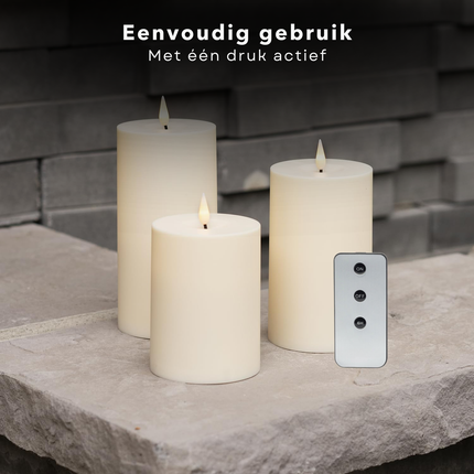 Cheqo® Oplaadbare LED Kaarsen met Bewegende Vlam - 9-Delig - Witte Wax - Met Afstandsbediening - Nep Kaarsen met Flikkerende Vlam - Dinerkaarsen