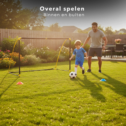 Cheqo® Opvouwbaar Voetbaldoel - Voetbal Training Doel - Voetbaldoel Voor Kinderen - Voetbaldoel Voor Volwassenen - Kunststof Voetbalgoal - Makkelijk Op Te Bergen - Verankerbaar Voetbaldoel - Groot Voetbalgoal