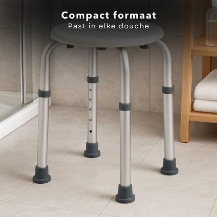Cheqo® Douchekruk Verstelbaar - Douche Stoel - Douchestoel - Anti-Slip - Badkamer Kruk - Aluminium - 150 kg