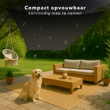 Cheqo® Schaduwdoek Vierkant - Schaduwnet - Zonwering - Zonnezeil - Luifel - Waterafstotend - 3x3 Meter - Polyester UV-bescherming - Grijs