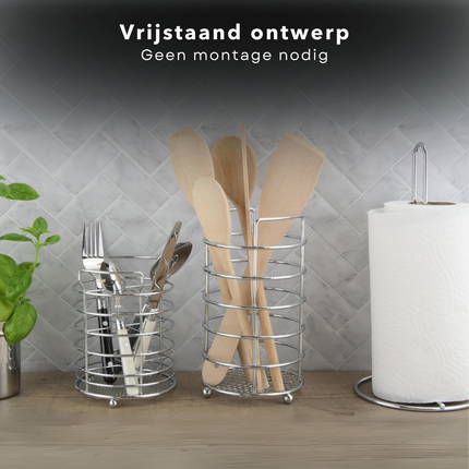 Cheqo® Keukenrolhouder RVS - Keukenpapierhouder - Rollenhouder - Vrijstaand Design - Modern Roestvrij Staal