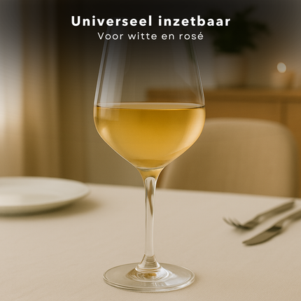 Cheqo® Witte Wijnglazen Set - Wijnglas Set - 37cl - Kristalglas - Perfect voor Witte Wijn - 6 Stuks