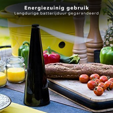 Cheqo® Vliegenverjager Zwart - Repeller - Wespenverjager - Vliegenvanger - Vliegenval - Elektrisch - Voor Tafel en Buiten - Draagbaar en Stijlvol