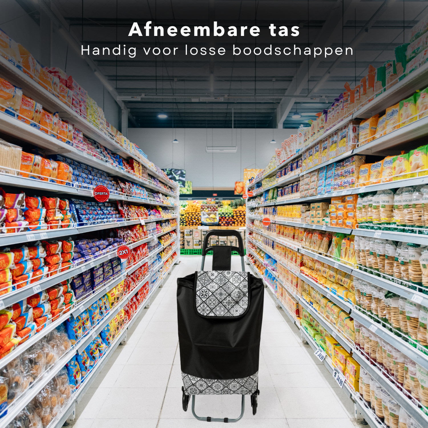 Opvouwbare Boodschappentrolley met Geïsoleerde Koeltas - 46L Opvouwbare Boodschappentrolley met Geïsoleerde Koeltas - 46L
