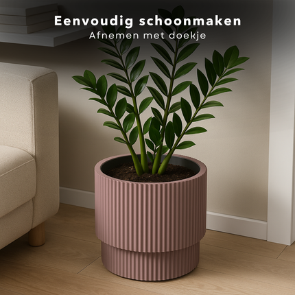 Cheqo® Bloempot Bruin - Bruine Plantenpot - Roze Plantenbak - Kunststof - Voor Binnen en Buiten - Ideaal voor Balkon