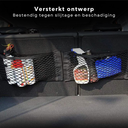 Cheqo® Bagagenet Auto Set - Kofferbaknet - Kofferbak Organizer - Elastisch Opbergnet - 4 Stuks - Verschillende Maten - Handige Auto Organizer