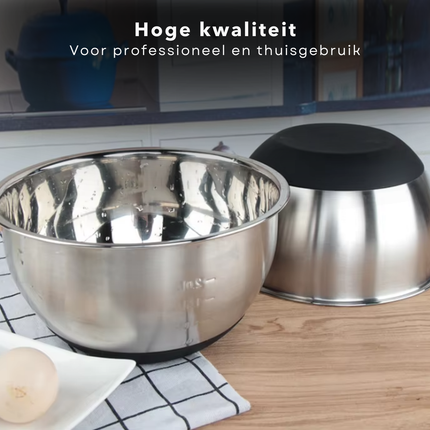 Cheqo® RVS Beslagkom - Mengkom 24 cm - Bakspullen - RVS Keukenkom