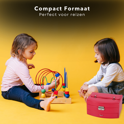 Cheqo® Roze Juwelendoos - Sieradendoos - Sieradenbox voor Kinderen - Sieradenhouder - Sieraden Organizer - Met Spiegel en Lade