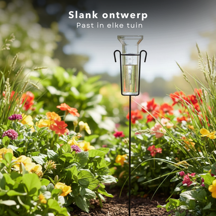 Cheqo® Regenmeter - Neerslagmeter - Pluviometer - Regenmeter Tuin - Regenmeter op Stok - Regenmeter met Stok - Regenmeter met Grondpen - Regenmeter met Houder - Regenmeter met Standaard - Regenmeter op Voet