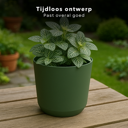 Cheqo® Bloempot Groen - Groene Plantenpot - Plantenbak - Kunststof 20x18 cm - Voor Binnen en Buiten - Ideaal voor Balkon