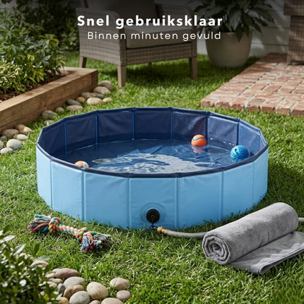 Cheqo® Hondenzwembad - Zwembad Voor Honden - Hondenbad - Honden Zwembad Opvouwbaar - Zwembad Voor Huisdieren - Dierenzwembad - Blauw Hondenzwembad - Hondenzwembad Middelgrote Honden