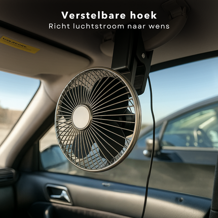 Cheqo® Clip Mini Ventilator - Portable Ventilator - Fan - 24V - Zwart - Voor Auto en Vrachtwagen