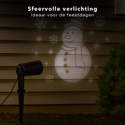 Cheqo® LED Projector - Sneeuwpop Decoratie - Kerstverlichting Buiten - Kerst Sneeuwpop - IP44 Adapter - Binnen En Buiten - Kerstverlichting - Sneeuwvlok Projectie - Feestdecoratie - Weerbestendig - Kerstversiering - Winter Decoratie