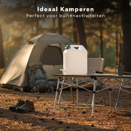 Cheqo® Jerrycan Met Kraan - 10 Liter - Kunststof Jerrycan - Water Jerrycan - Handgreep - Watertank - Transparant - Watertap - Limonadetap
